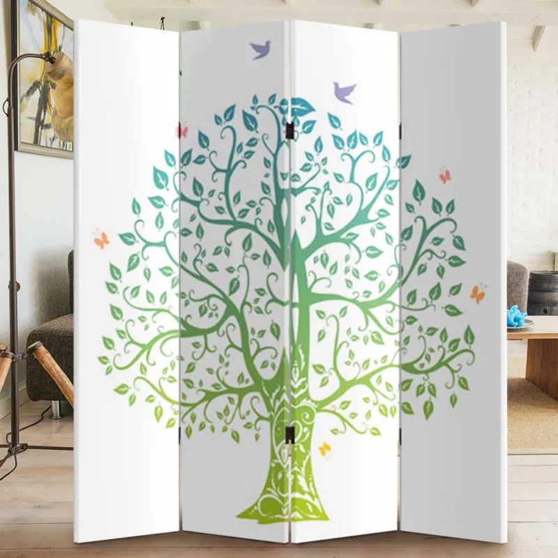 Saldi Paravento Separe‘ 4 Pannelli Con Stampa Fronte Retro Albero della Vita Divisorio