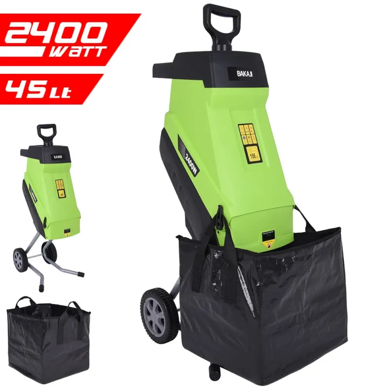 Biotrituratore Elettrico Tritafoglie 2400W Trituratore Compostaggio Foglie 45LT Super Prezzo