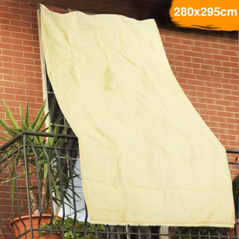 Acquista Ora Tenda da Sole Telo Parasole 280x295 in HDPE con Anelli per Balcone Veranda Beige