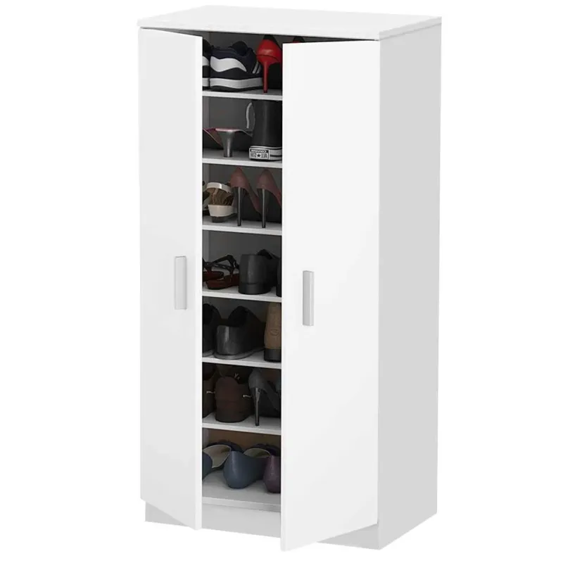 Compra Online Scarpiera con 2 Ante 7 Ripiani Mobile Porta Scarpe Mobiletto Multiuso Bianco