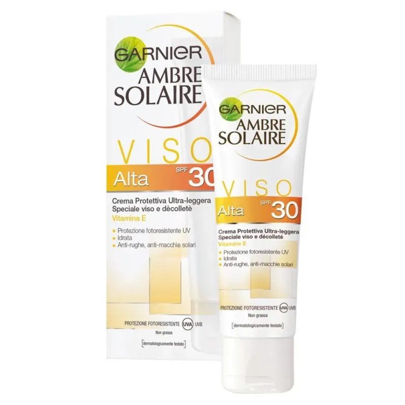 Nuova Collezione Protezione Solare Crema Alta IP 30 Per Viso e Decollete Tubo 50 ml Garnier