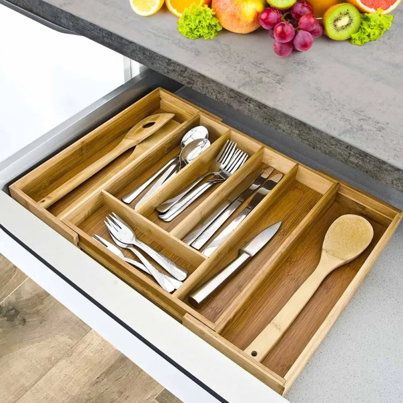 Portaposate Estensibile da Cassetto Cucina Porta Posate in Legno Bambu 33x29cm Ordina Subito