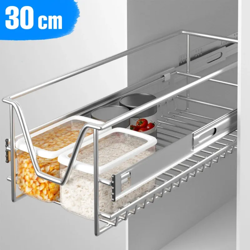 Cassetto Telescopico Cucina 30cm Cestello Mensola Estraibile Salvaspazio Acciaio Promozione Esclusiva