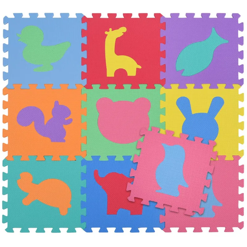 Prezzo Basso Tappetino Tappeto Puzzle Maxi Animali Colorati Gioco Bambino 9 pz 30x30 Gomma