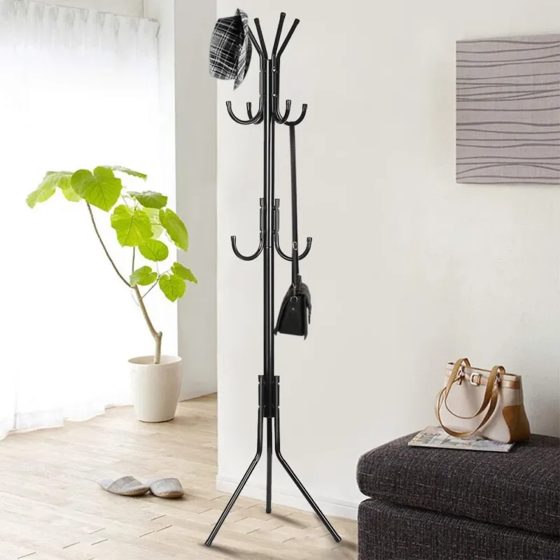 Ordina Subito Attaccapanni Appendiabiti a Piantana in Metallo 11 Ganci Colore Nero 36x36x176cm