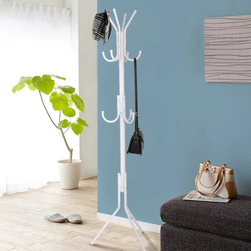 Promo Stagionale Attaccapanni Appendiabiti a Piantana in Metallo 11 Ganci Bianco 36x36x176cm