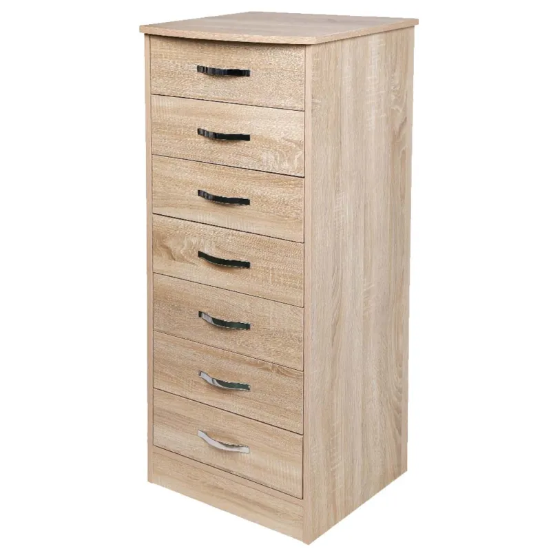 Super Prezzo Mobile Cassettiera 7 Cassetti Settimino in legno MDF 46x42x116cm Quercia Moderno