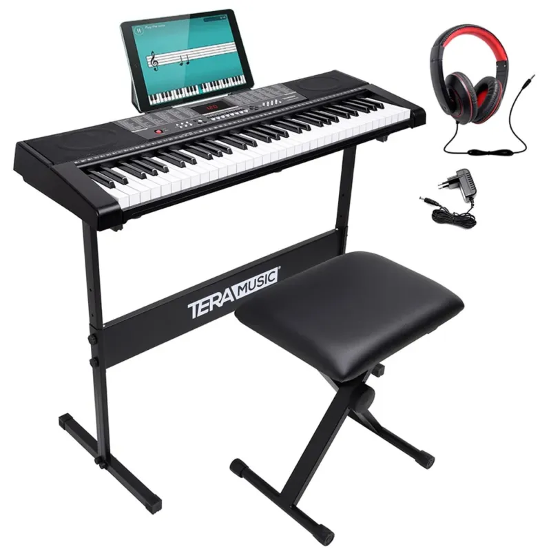 Tastiera Musicale Pianola Elettronica 61 Tasti con Supporto Sgabello e Cuffie Affare