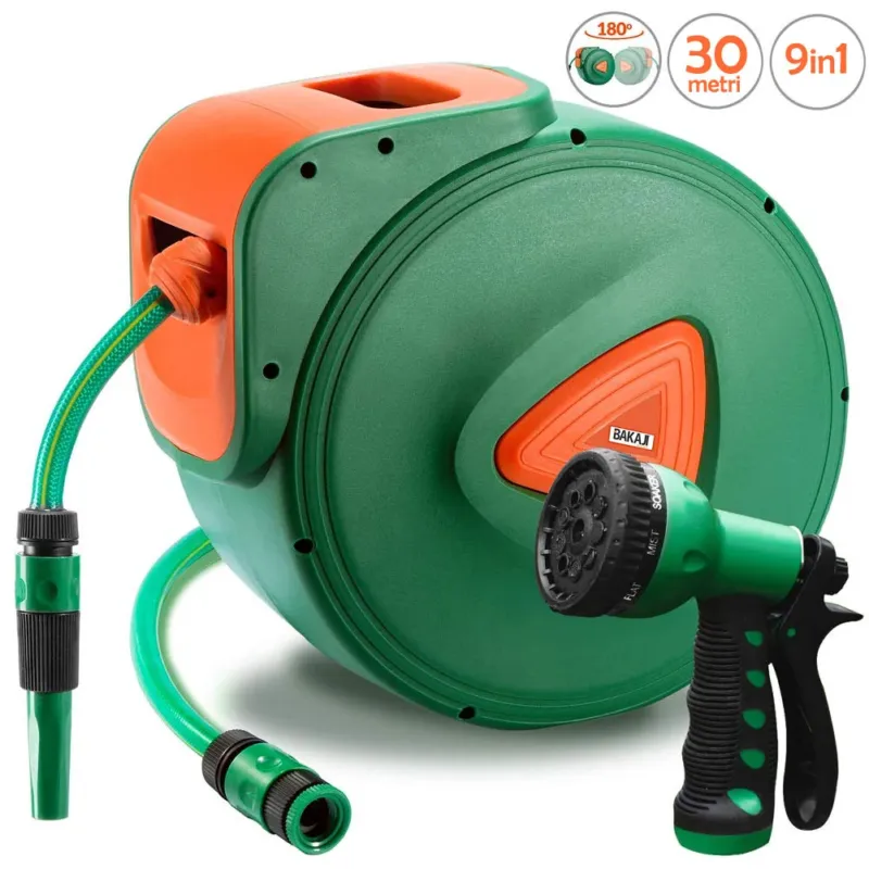 Avvolgitubo Acqua Automatico da Parete Tubo Giardino 30 Mt + 2 Mt Fissaggio muro Compra Online