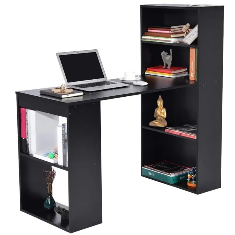 Compra Online Scrivania con Libreria Tavolo Porta Pc Computer in Melanina Casa Ufficio Nero