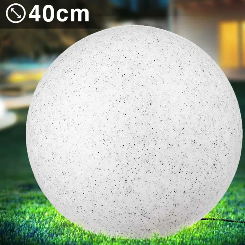 Lampada Sfera Giardino 40cm Luce Illuminazione Esterno Attacc E27 Effetto Pietra Ultimissimo Modello