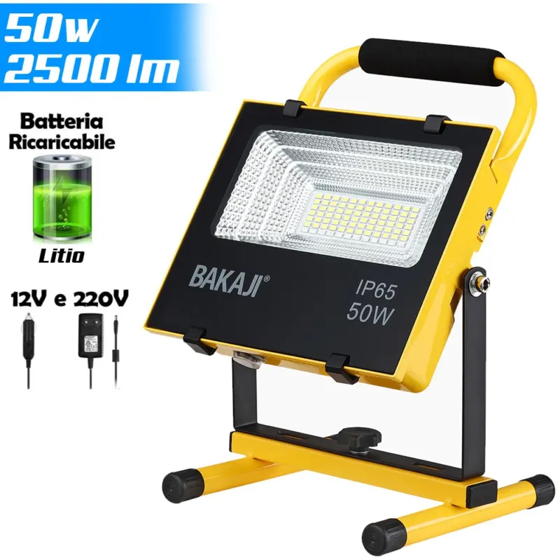 Vendita Finale Lampada Faro Lavoro Portatile Torcia 50W 2500Lm a Batteria litio Luce Emergenza