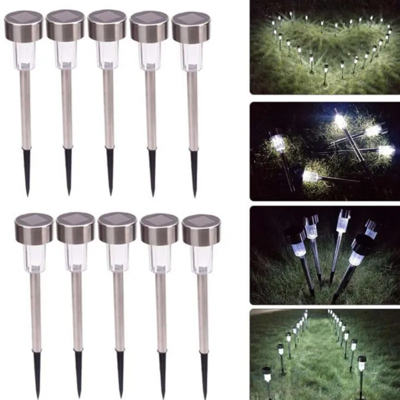 10 Lampade da Giardino ricarica solare Paletti solari Tecnologia LED Luce Bianca Prezzo Ridotto
