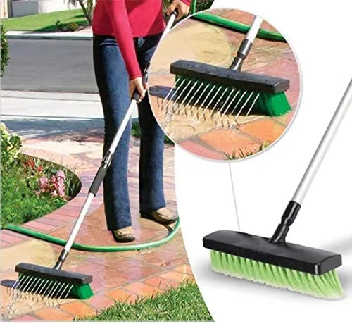 Scopa Spazzola Getto Acqua Manico Regolabile 200 Lavaggio Terrazzo Auto Esterno Pagamento Sicuro