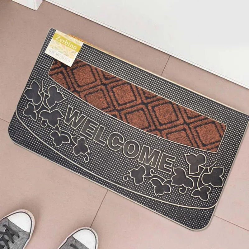 Tappeto Zerbino Welcome Piante 45x75cm in Gomma e Fibra Cocco 4 Colori Ingresso Prezzo Basso