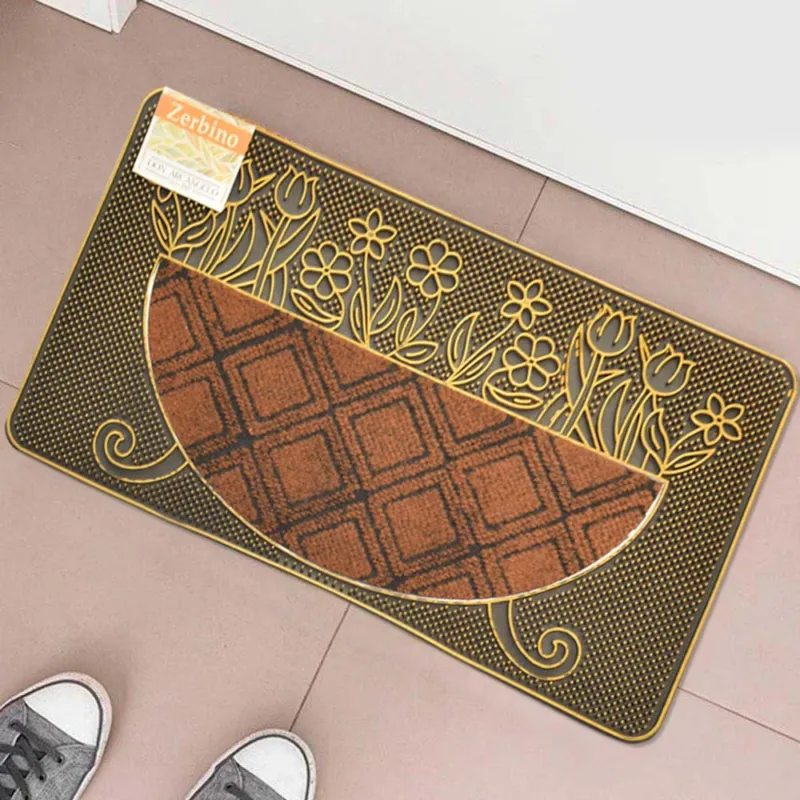 Miglior Prezzo Tappeto Zerbino Fiori 45x75cm in Gomma e Fibra Cocco 4 Colori Ingresso Casa