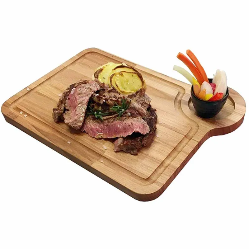Occasione Imperdibile Vassoio Piatto Tagliete da Portata 37x28cm in Legno di Faggio con Porta Salse