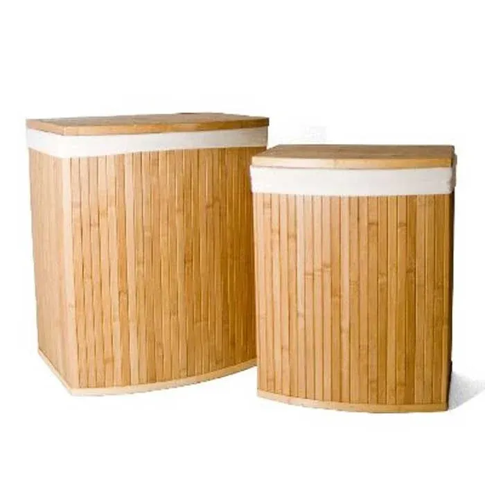 2 Bauli Portabiancheria Indumenti Vestiti Sporchi In Bambu‘ E Tessuto "Procida" Acquista Ora