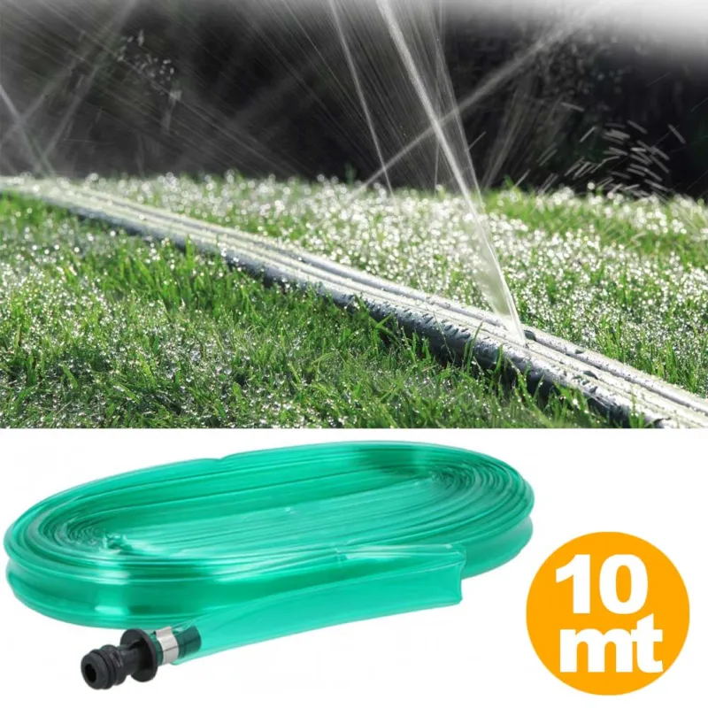 Tubo piatto Microforato 10 Mt Irrigazione Giardino Piante Esterno con Connettore Sconto