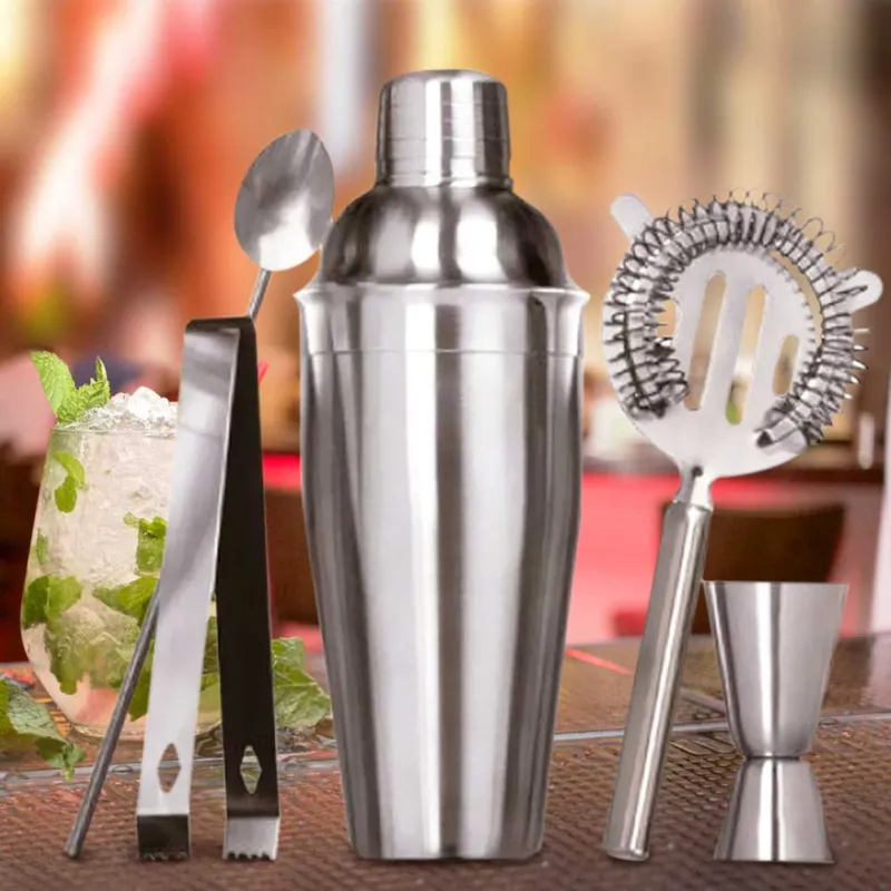 Super Prezzo Set da Cocktail Con Shaker Pinza Ghiaccio Misurino Cucchiaio Strainer Barman