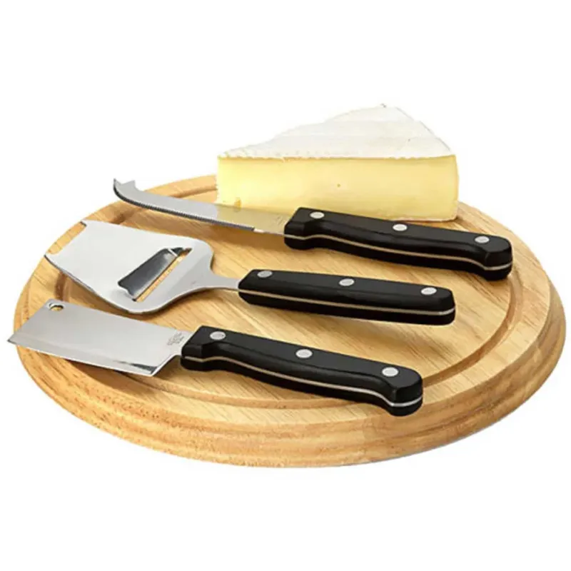 Sconto Set Affetta Formaggi Tagliere per Formaggio in Legno Bambu 25cm con 3 Coltelli