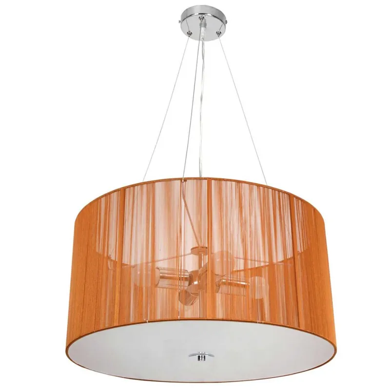 Lampadario a Sospensione Da Soffitto Retro‘ Ferro e Tela 4 Luci 50x80cm Caffe‘ Ordina Subito