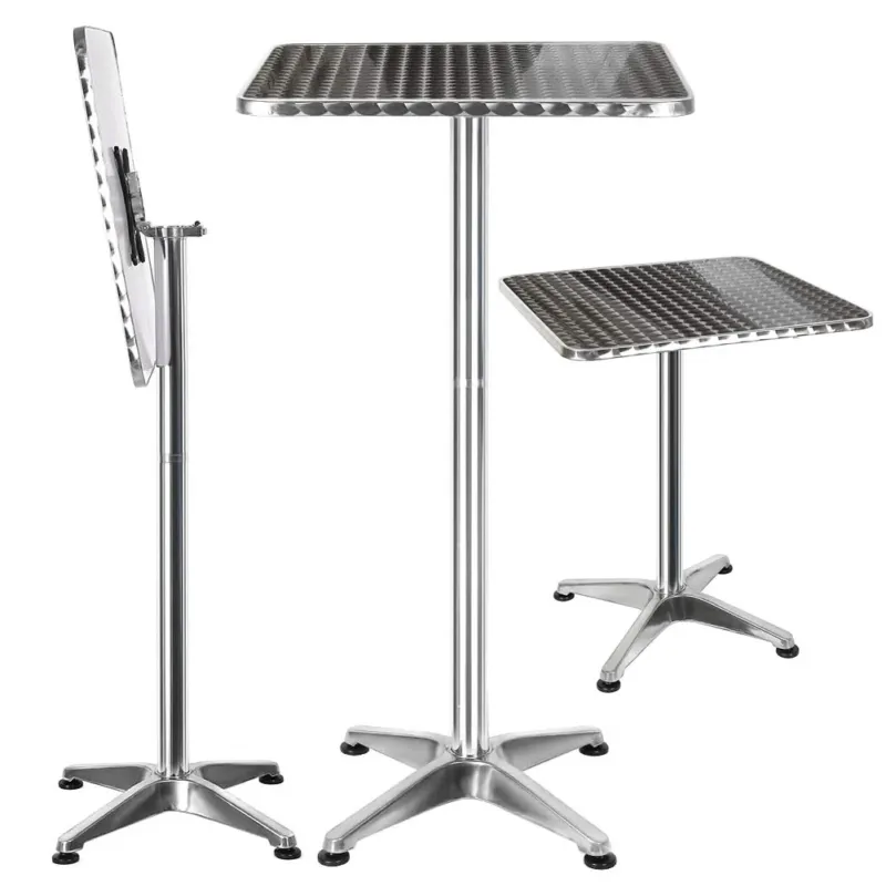 Offerta Limitata Tavolino Bar Bistrot Alto Pieghevole Alluminio Quadrato 60x60x110cm Tavolo Pub