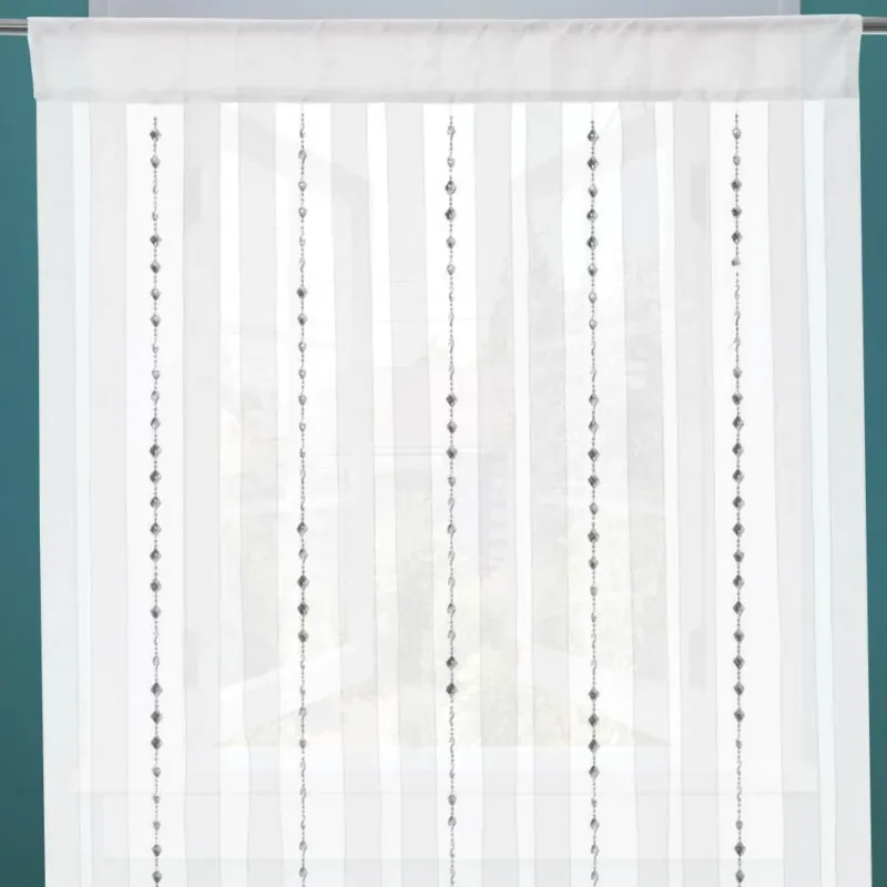 Ultime Pezzi Tenda Arredo per Finestra 200x90 Tessuto con Perline e Passante Bastone Bianco