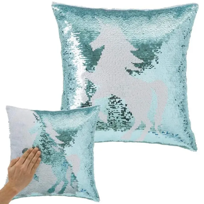 Cuscino Paillettes Federa Effetto Sirena Doppio Colore Unicorno 40x40cm Divano Compra Adesso