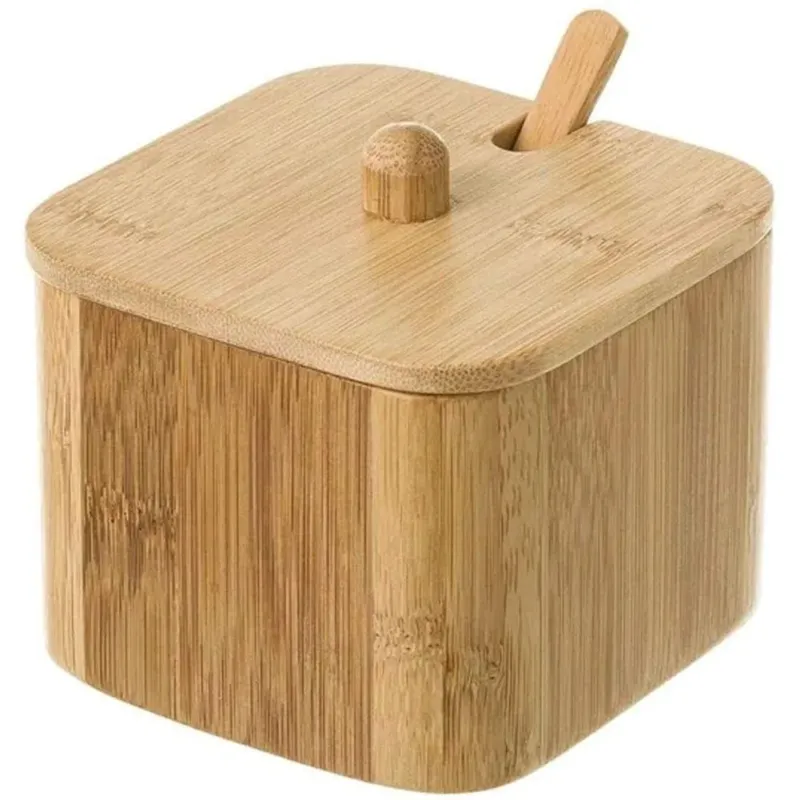 Prezzo Di Fabbrica Zuccheriera Barattolo con Coperchio e Cucchiaino Legno Bambu Sale Zucchero Caffe