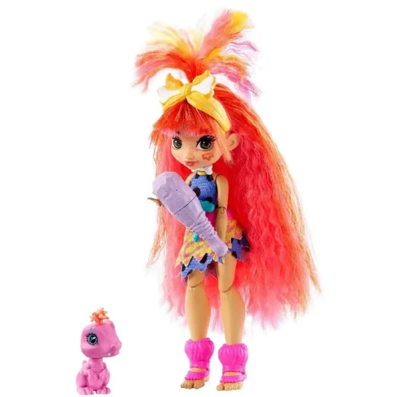 Cave Club Bambola Preistorica Emberly Capelli Rossi con Dinosauro e Accessori Offerta Limitata