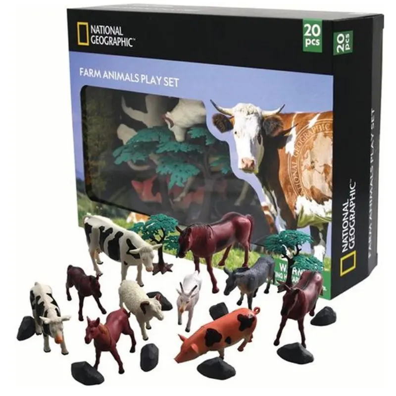 Playset Scatola Animali Fattoria National Geographic Giocattolo Bambini 20pz Promozione Esclusiva