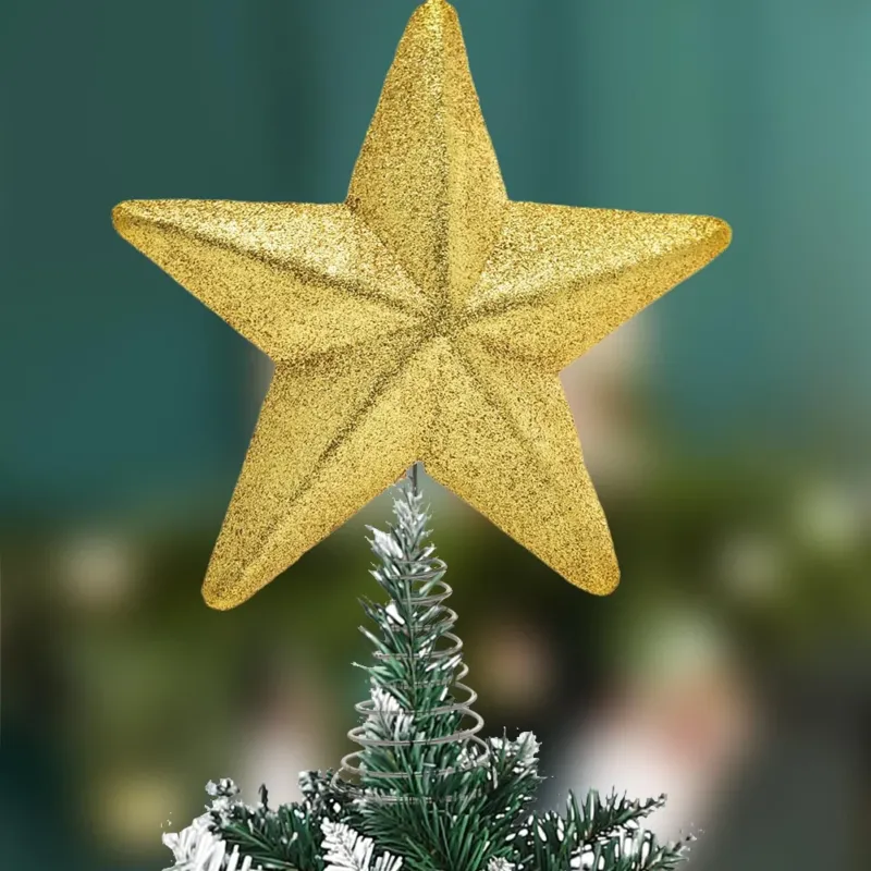 Puntale Forma Stella Oro con Glitter Altezza 30cm Decorazione Albero di Natale Occasione