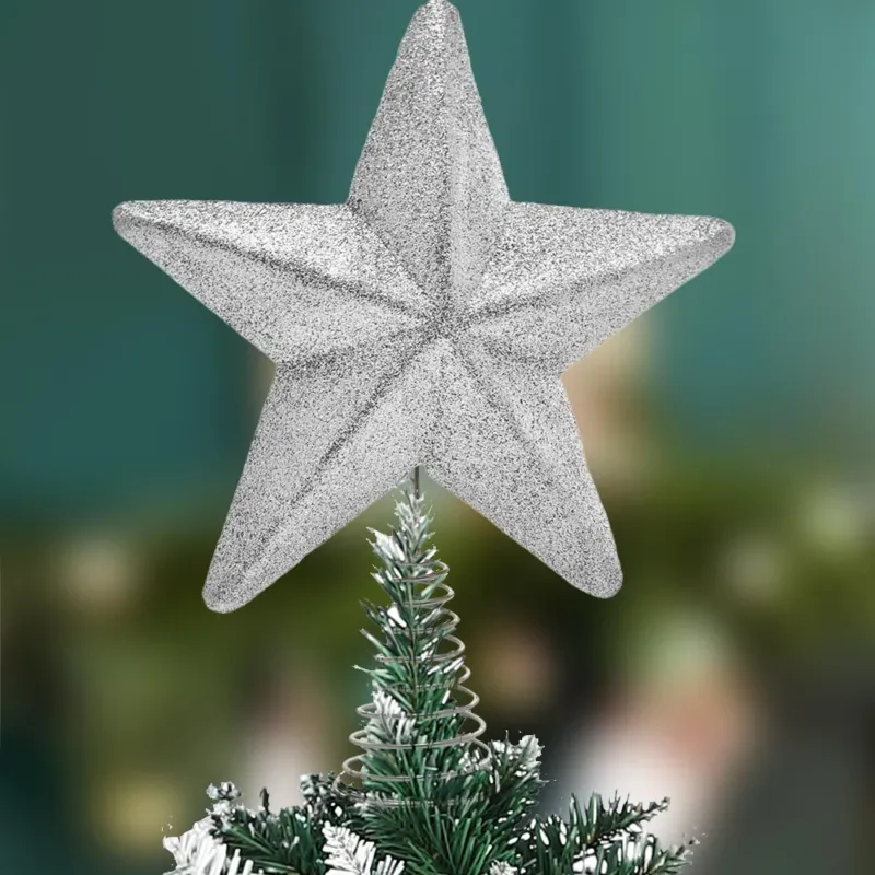 Solo Oggi Puntale Forma Stella Argento con Glitter Altezza 30cm Decorazione Albero Natale