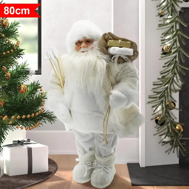 Babbo Natale Classico 80cm in Plastica Vestiti in Tessuto Decorazione Natalizia Vendita Finale