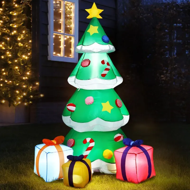 A Buon Prezzo Gonfiabile Albero di Natale Regali 210cm Luci LED Decorazioni Natalizie Esterno