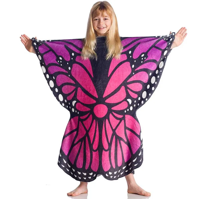 Coperta Plaid con Maniche Kanguru Butterfly Farfalla Mantella Pile 80x90 Bambini Ultima Occasione