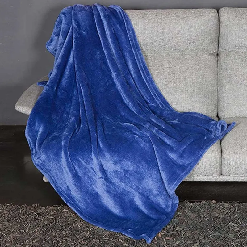 Offerta Del Giorno Coperta Plaid Kanguru Fluffi in Tessuto Pile Blu 130x170cm Singolo Divano