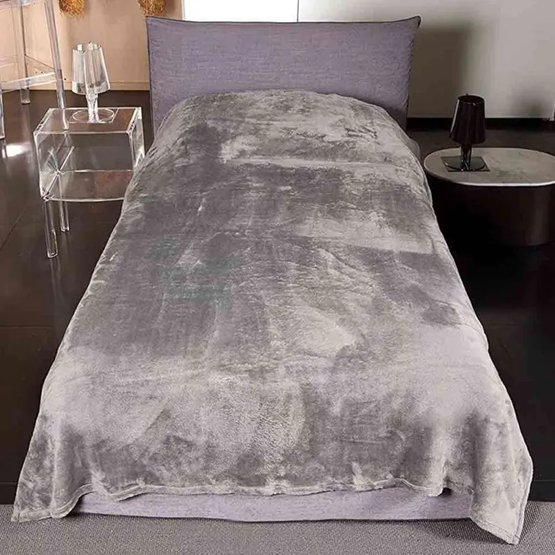 Compra Oggi Stesso Coperta Plaid Letto Singolo Kanguru Single Bed in Tessuto Pile Grigio 130x230cm