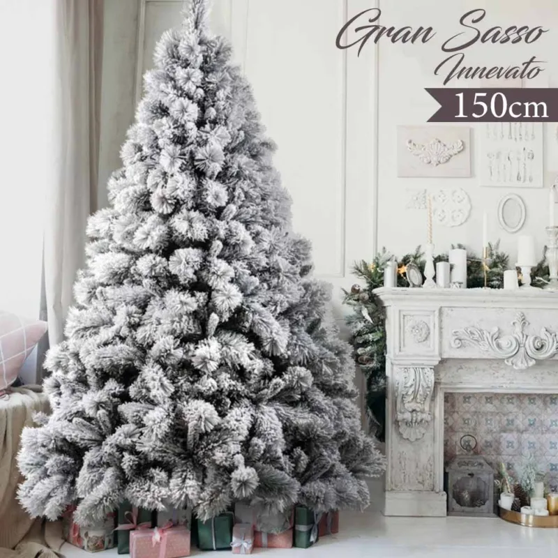 Must-Have Albero Di Natale Innevato Gran Sasso 150cm 539 Rami Super Folto Effetto Neve