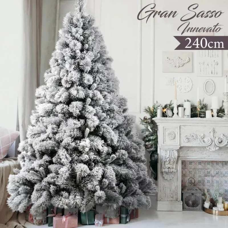 Albero Di Natale Innevato Gran Sasso 240cm 2049 Rami Super Folto Effetto Neve Affare