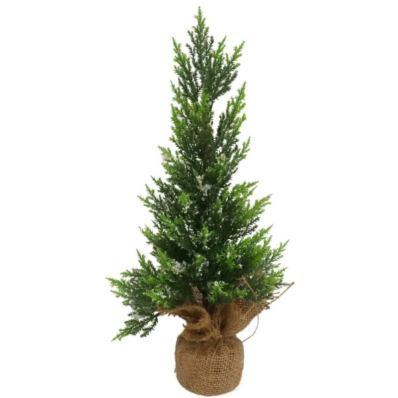 Albero di natale 55cm Alberello Pino con Base Sacco Iuta Decorazione Natalizia Solo Oggi