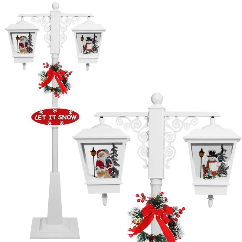 Prezzo Di Fabbrica Lampione Natale con Luce LED Scena Natalizia Neve Motorizzata Musica 188cm Bianc