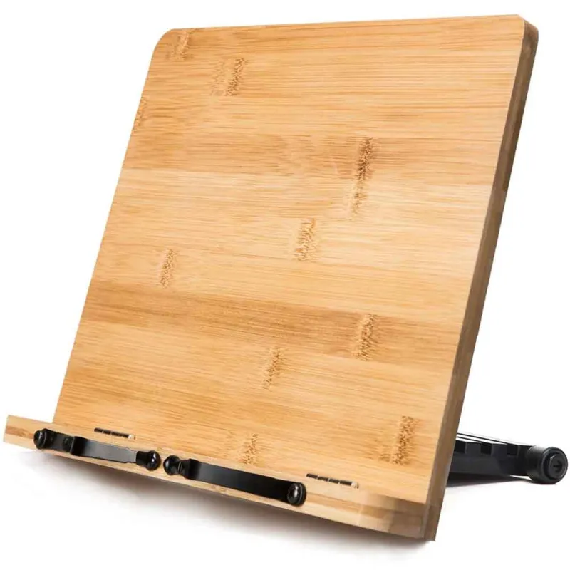 Professionale Supporto Libri da Cucina Tablet Leggio per Ricette in Legno Bambu Regolabile