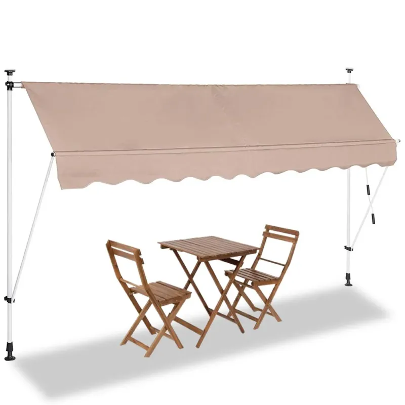Tenda Sole Balcone Estensibile Parasole Avvolgibile Esterno con Gambe 300cm Beig Prezzo Scontato