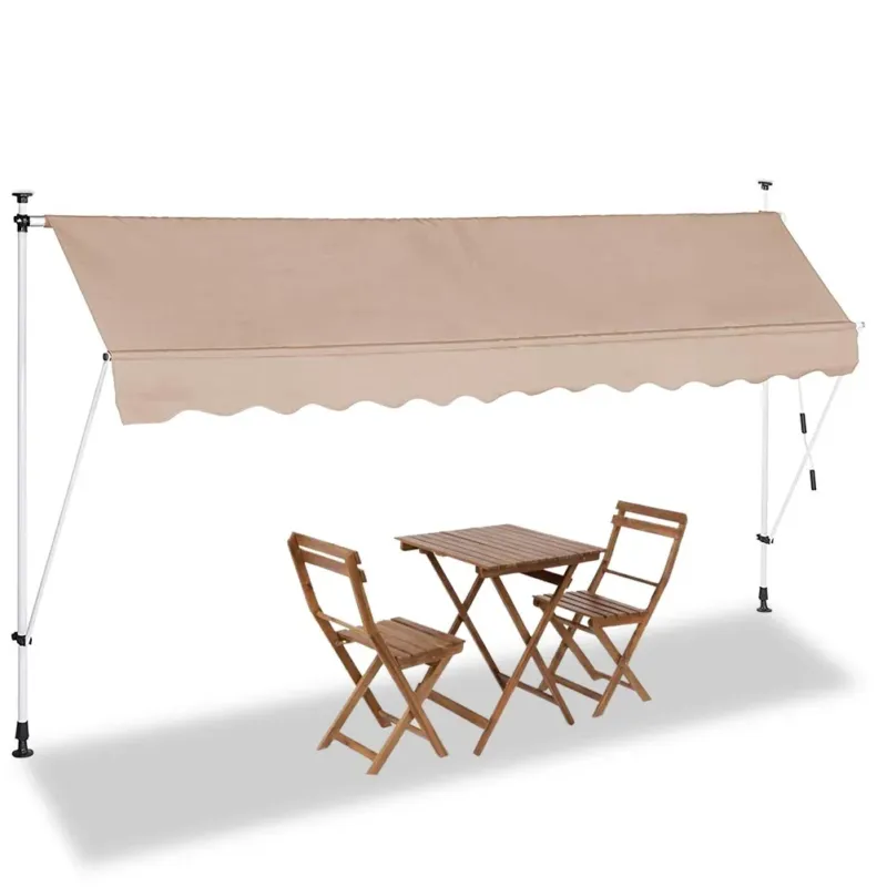 Offerta Tenda Sole Balcone Estensibile Parasole Avvolgibile Esterno con Gambe 350cm Beig