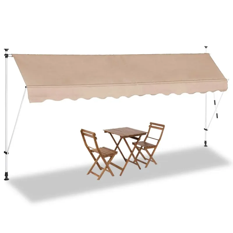 Tenda Sole Balcone Estensibile Parasole Avvolgibile Esterno con Gambe 400cm Beig Prezzo Conveniente