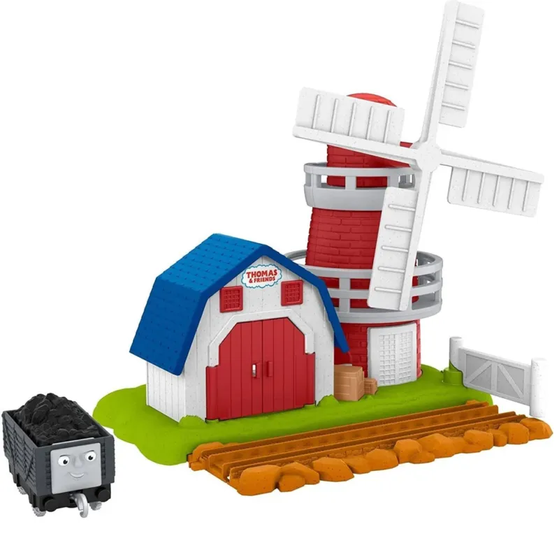 Offerta Speciale Playset Il trenino Thomas Il Mulino a Vento con Vagone Sodor Giocattolo Bambini