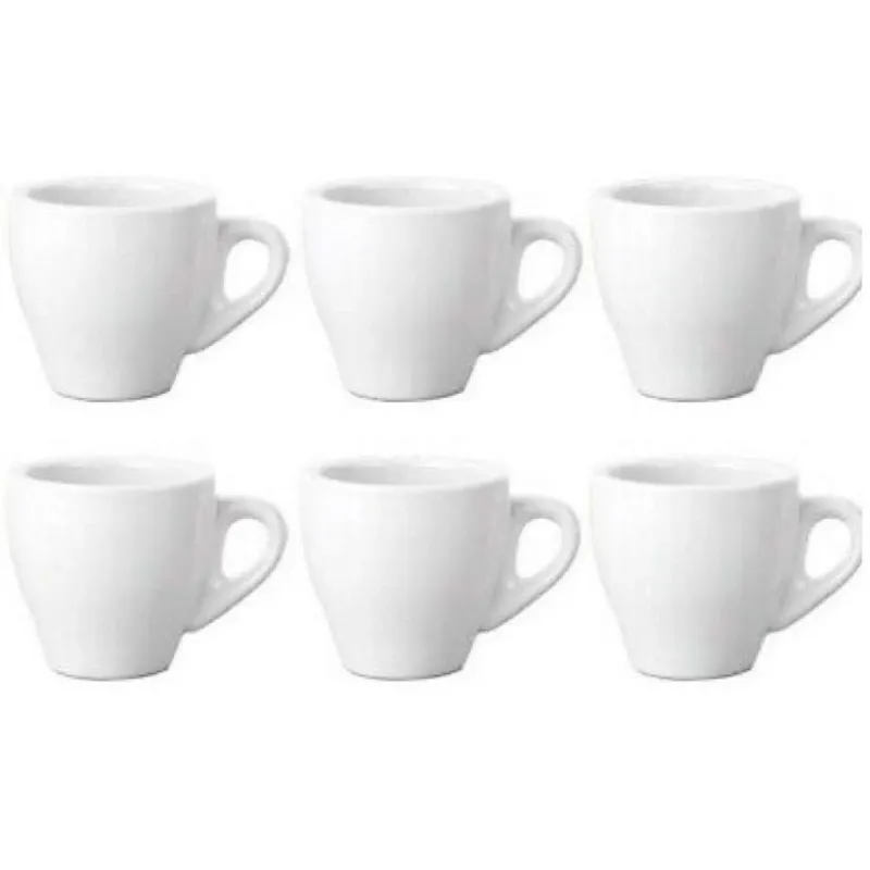 Servizio Set 6 Tazzine da Caffe Tazzina Alta in Ceramica Bianca da Cucina Popolare