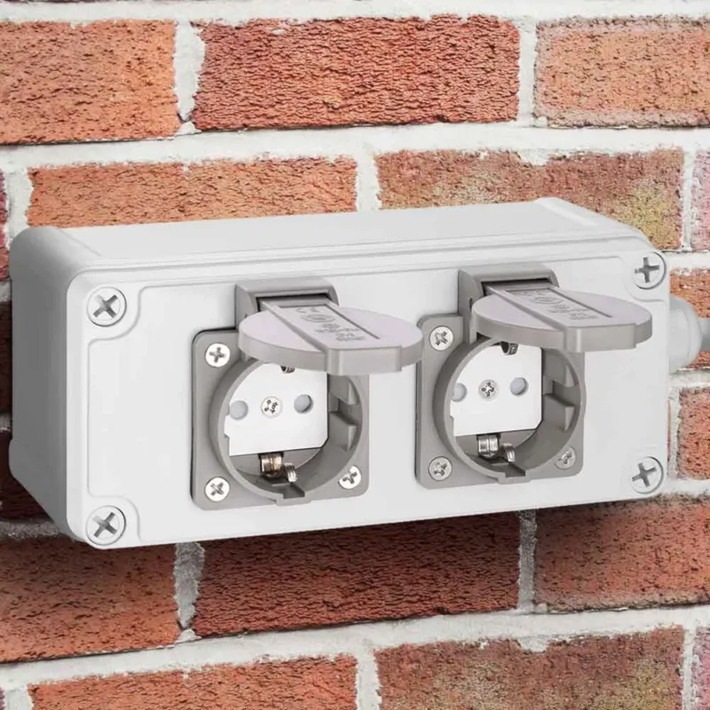 Must-Have Cassetta Multipresa Elettrica Esterno da Parete 2 Prese Shucko Impermeabili IP54